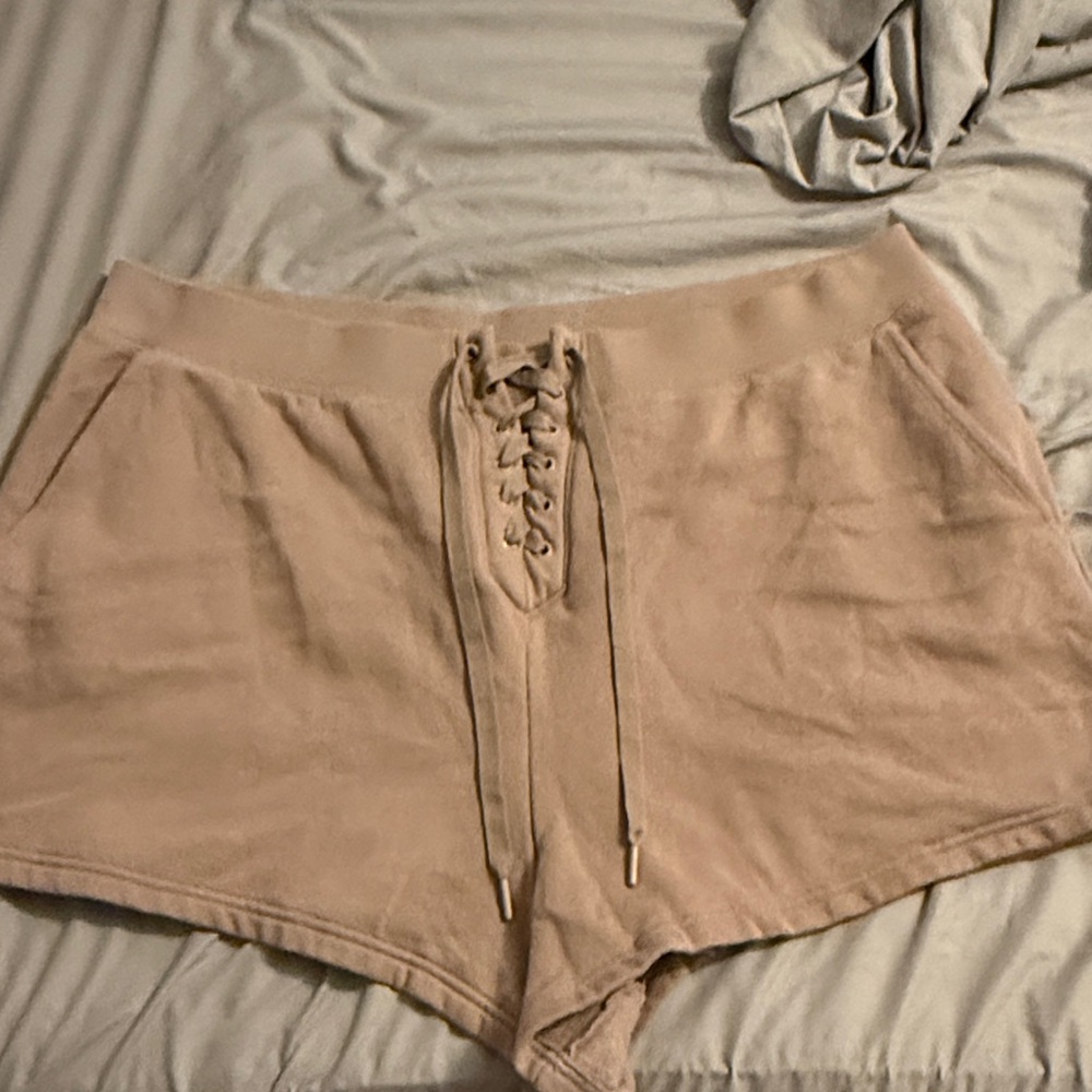 Victoria's Secret High Waist Tan Lace-Up Shorts